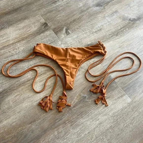 Kaohs Gypsy Bikini Bottom Small Tassel Bronze Seamless Skimpy Lace Up USA Womens - Picture 7 of 7